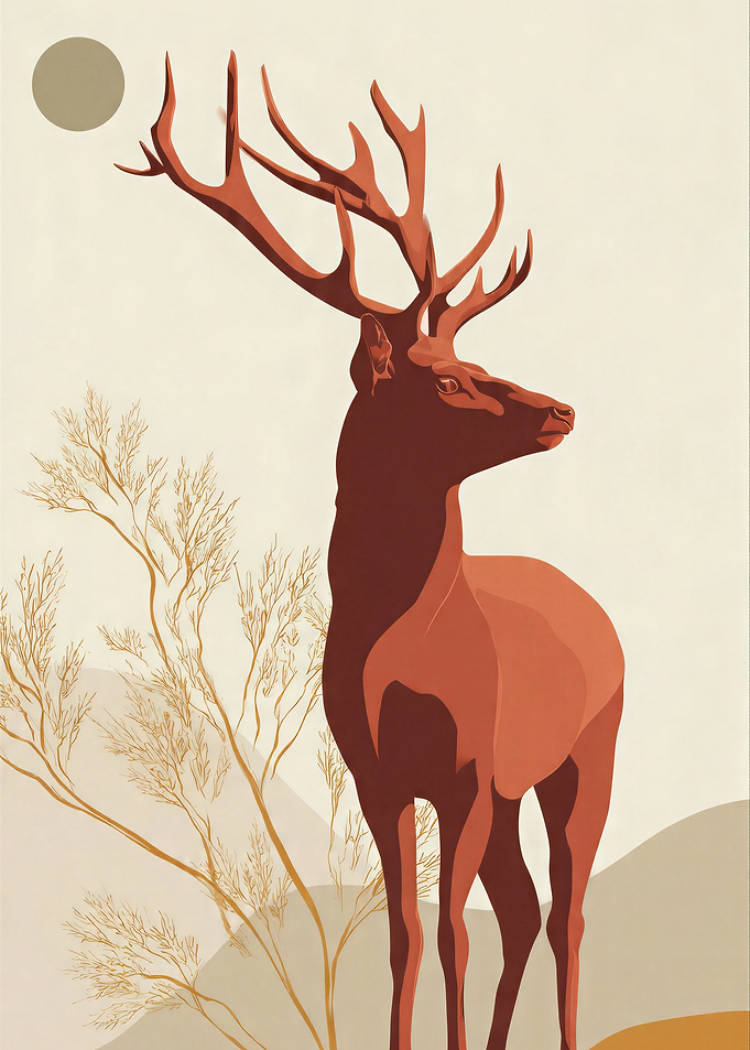 Minimalist Deer in Earth Tones