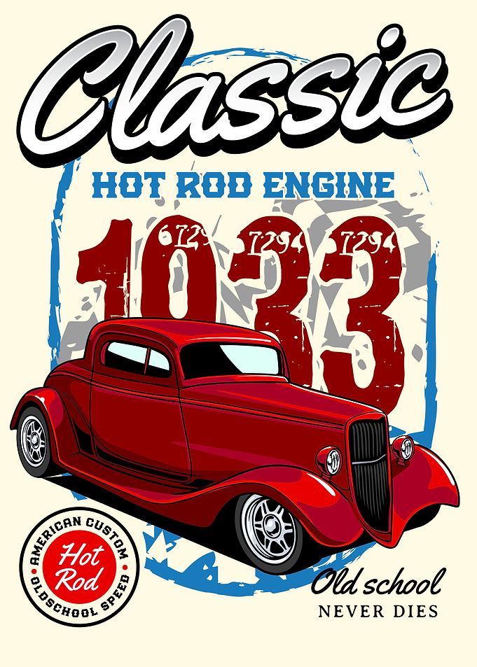 Classic Hot Rod Engine Vintage Poster