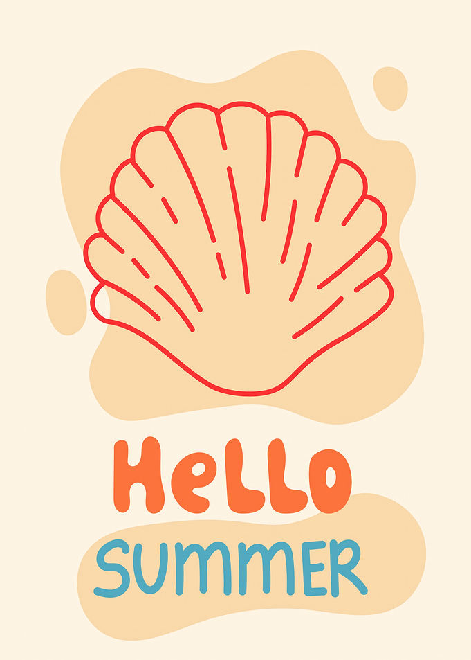 Hello Summer Seashell Illustration