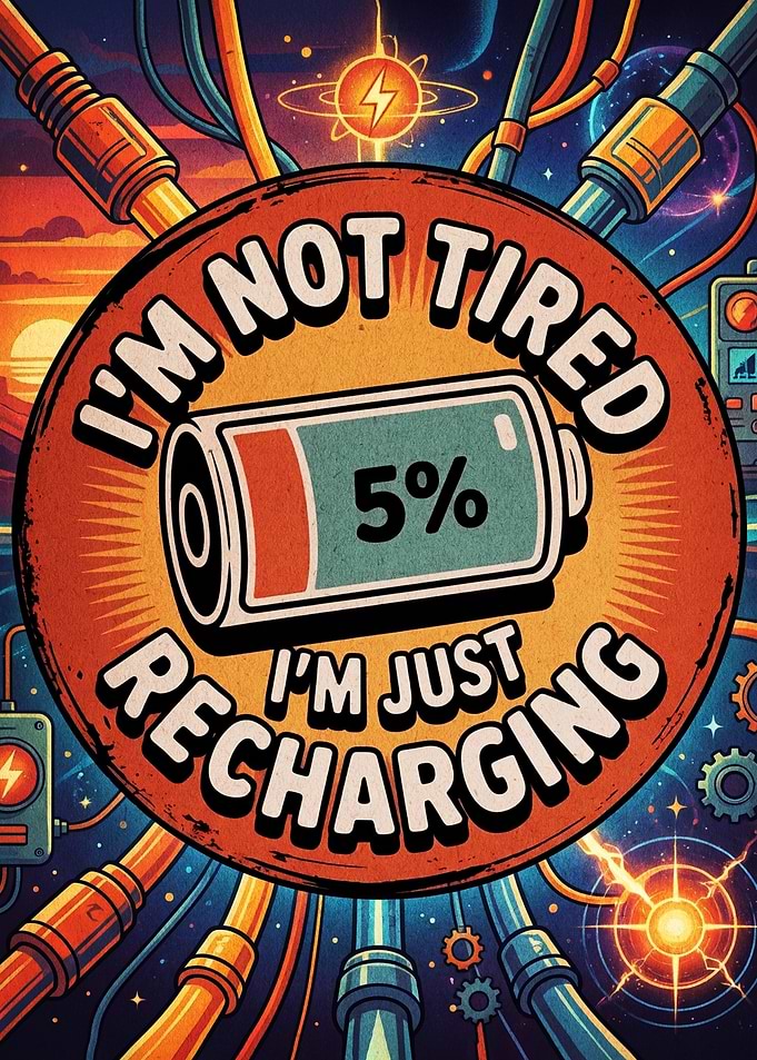 I'm Not Tired Recharging Battery Poster