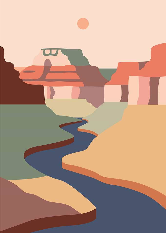 Minimalist Grand Canyon Landscape Art