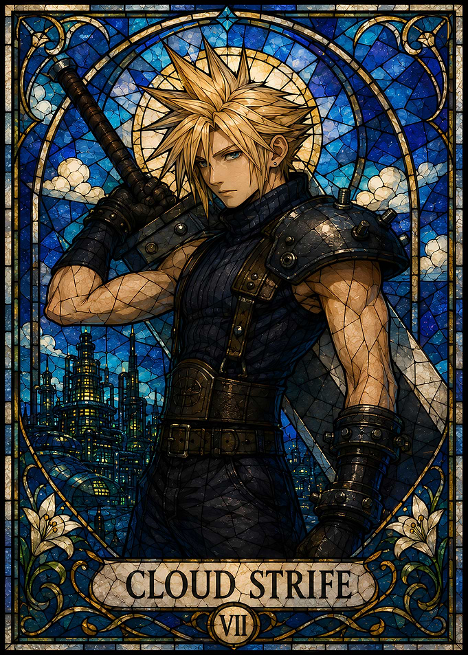 Cloud Strife Stained Glass Art