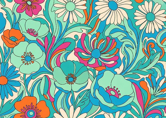 Retro 1970s Floral Pattern
