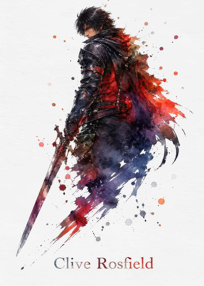 Clive Rosfield Final Fantasy XVI Watercolor Art