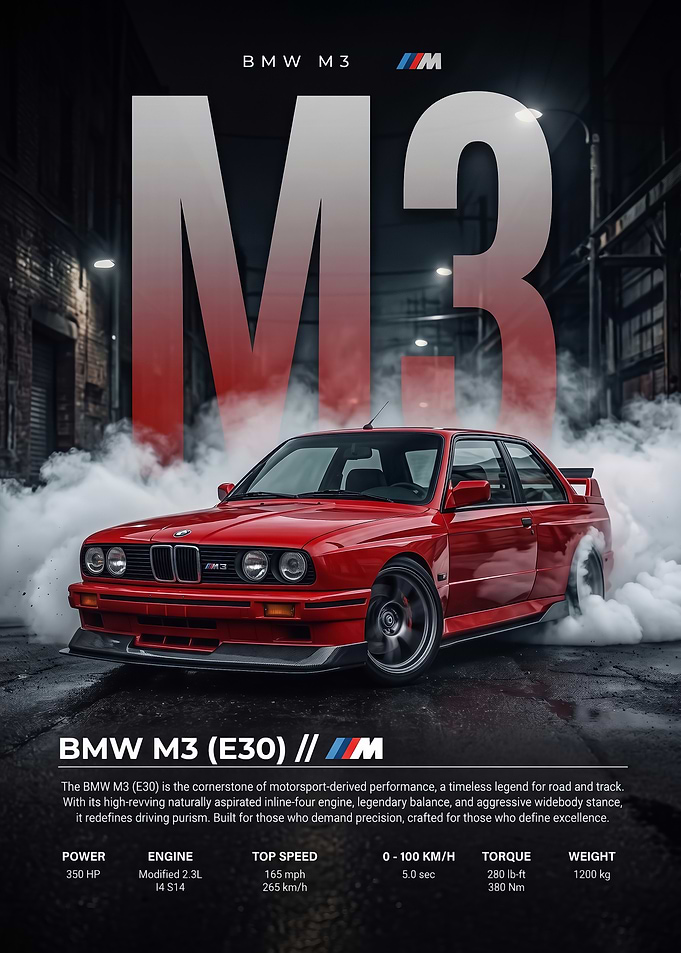 sleek BMW M3 E30 Drift car Poster