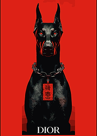 Dior Doberman Red Poster