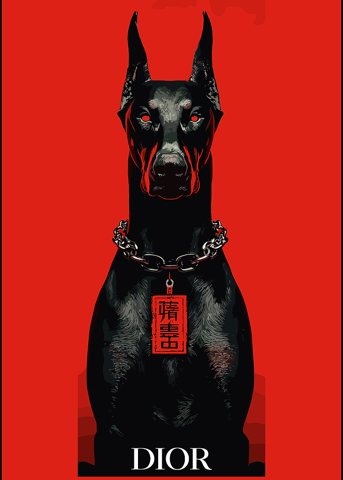Dior Doberman Red Poster