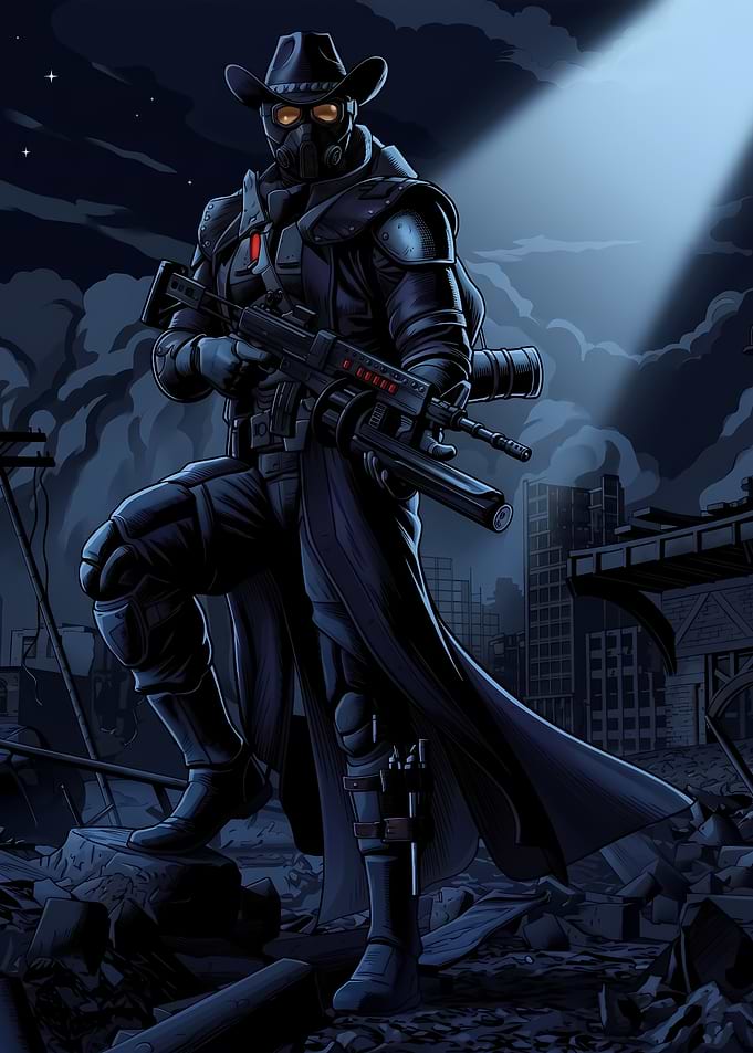 Post-Apocalyptic Cowboy Soldier Illustration