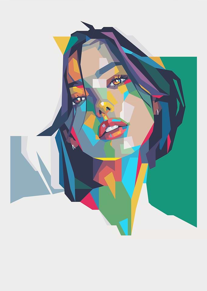 Colorful Geometric Portrait of a Woman