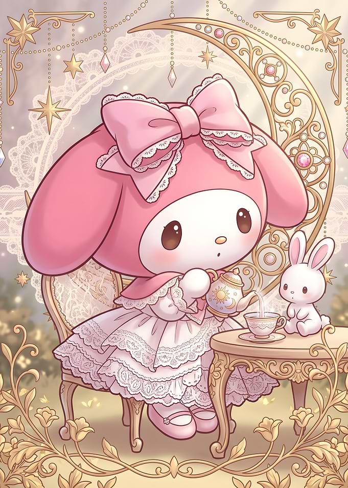 My Melody Tea Party Illustration
