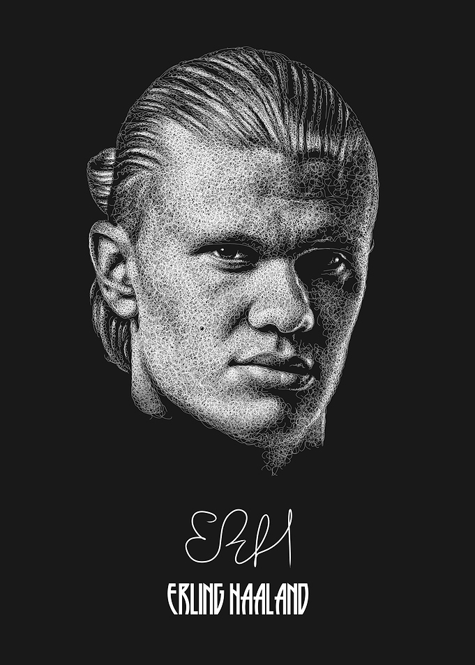 Erling Haaland Stippled Portrait Poster