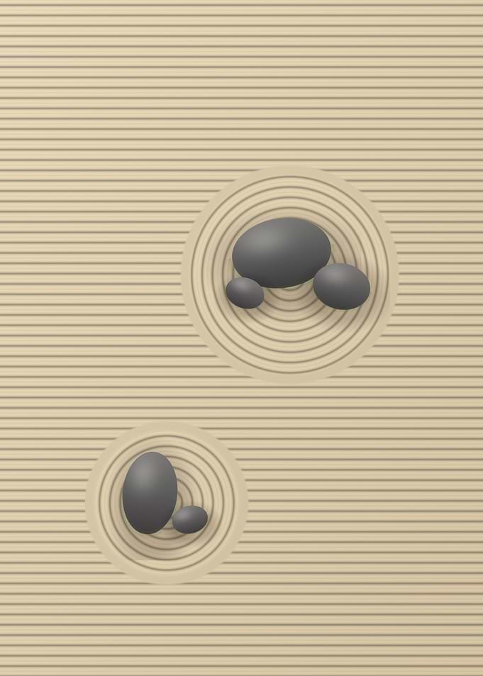 Zen Garden - Minimalist Japanese Raked Sand and Stones