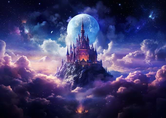 Floating Castle in Starry Sky