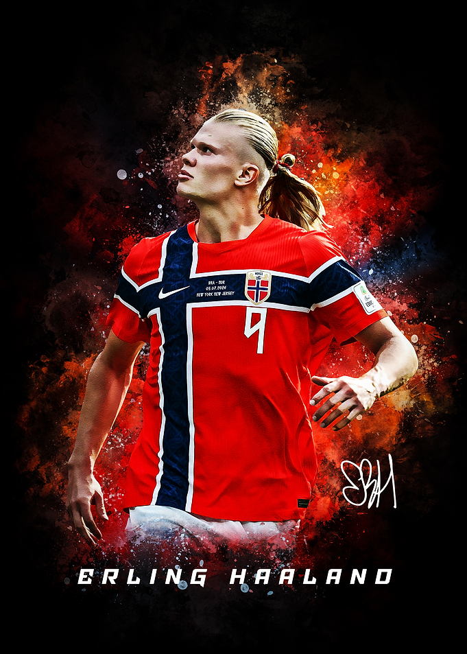Erling Haaland Norway Soccer Poster