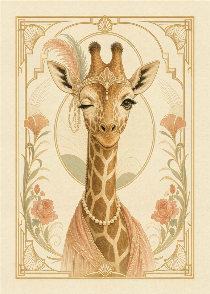 Art Deco Giraffe Portrait