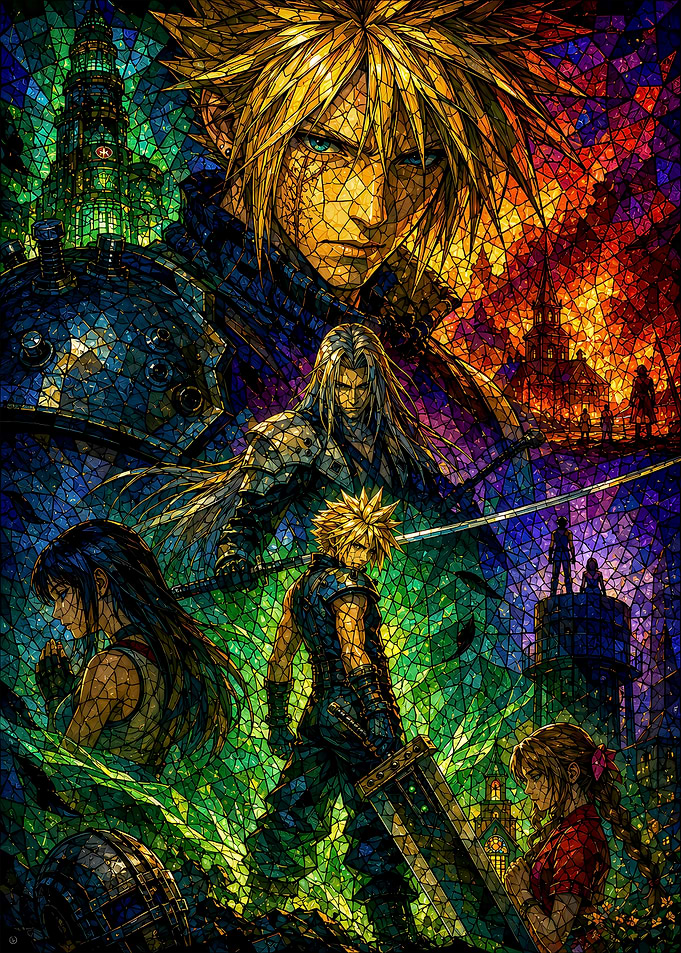 Final Fantasy VII Stained Glass Art