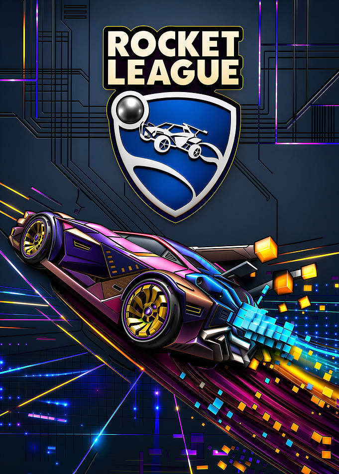 Rocket League Digital Art Poster