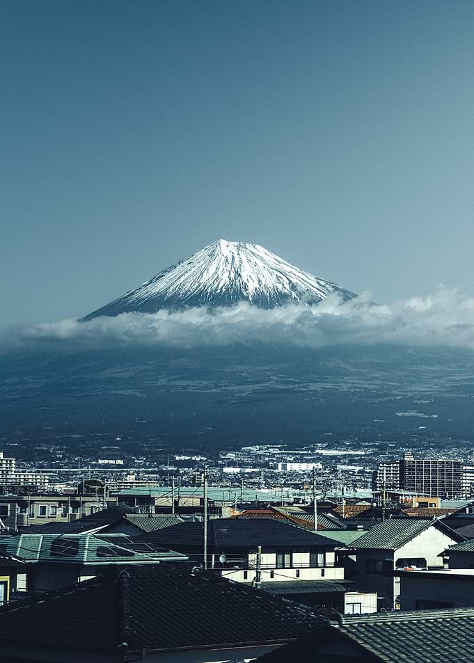Mount Fuji Over Japanese Cityscape