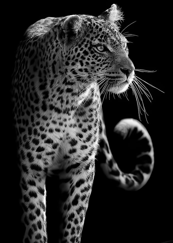 Majestic Leopard Portrait in Black and White