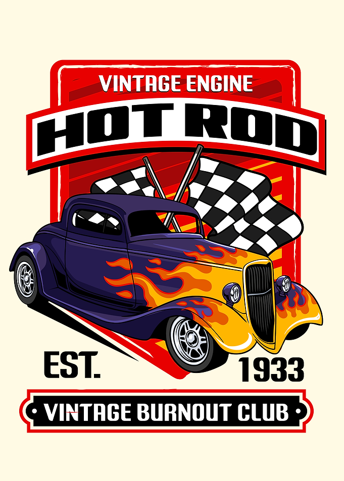 Vintage Hot Rod Burnout Club Poster