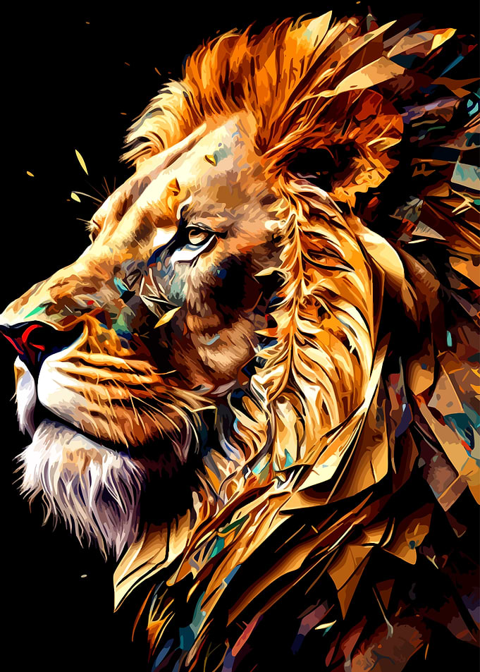 Abstract Geometric Lion Portrait