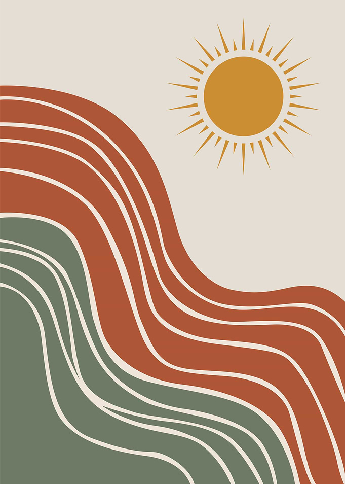 Minimalist Abstract Sun and Landscape