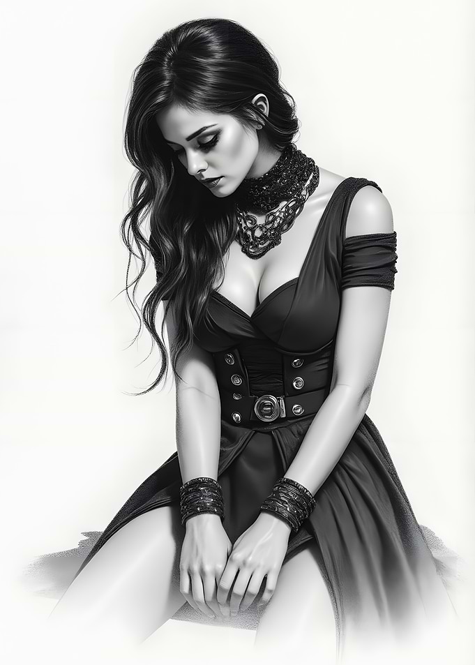 Elegant Woman in Black Dress