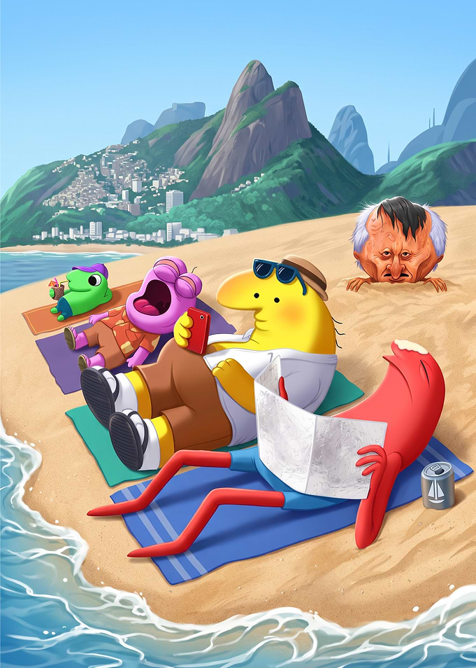Smiling Friends on a Beach Vacation