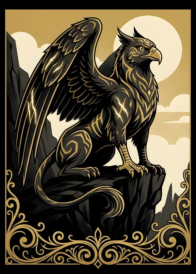 Majestic Golden Griffin Illustration