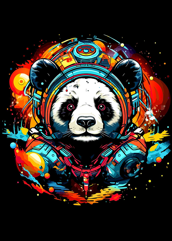 Colorful Astronaut Panda Digital Art