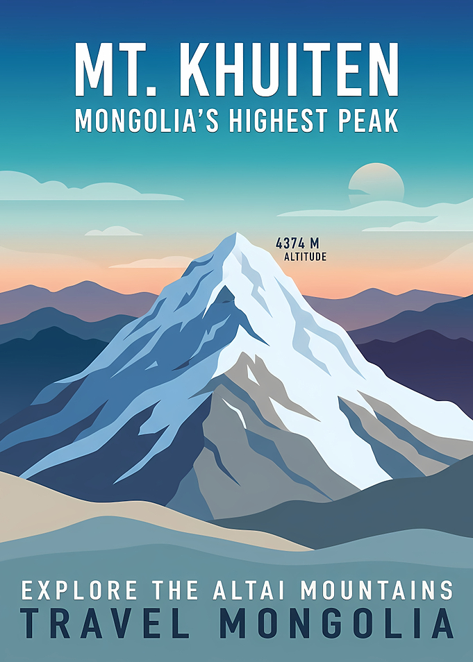 Mt. Khuiten Mongolia Travel Poster