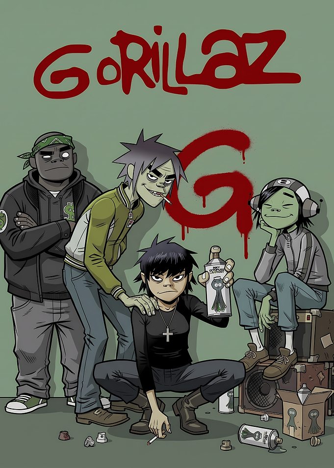 Gorillaz Band Members Graffiti Art