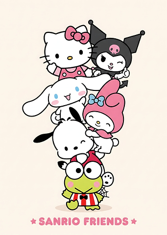Sanrio Friends Character Stack Illustration