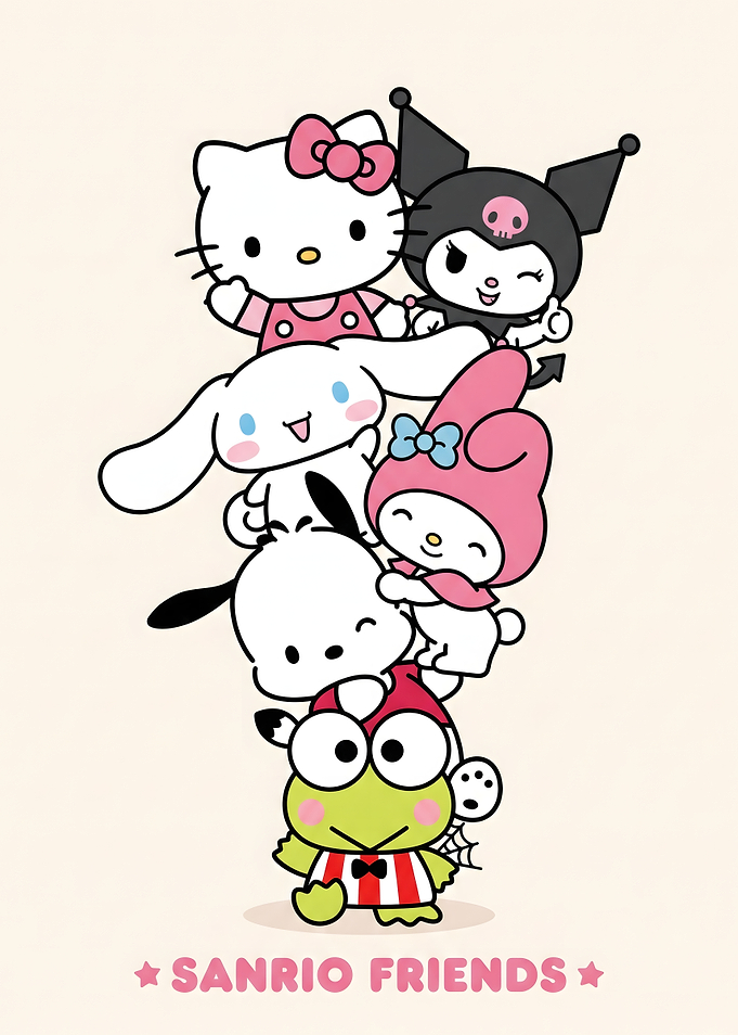 Sanrio Friends Character Stack Illustration