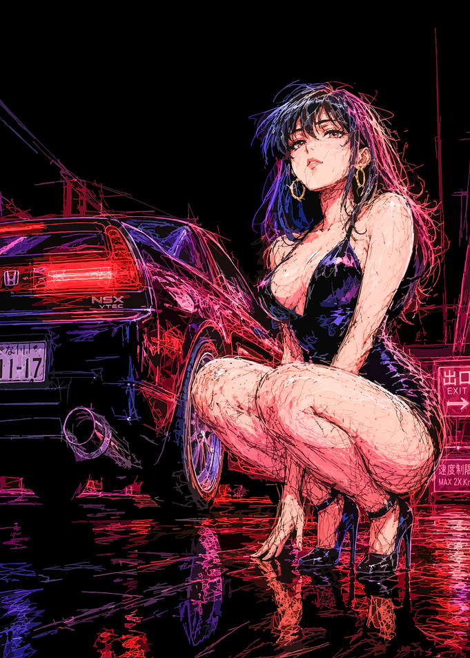 Anime Girl and Honda NSX