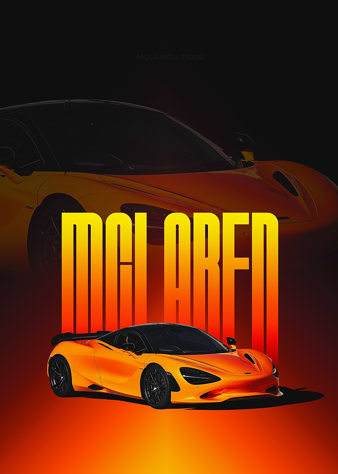 McLaren 750S Orange Supercar Poster