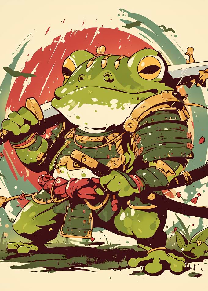 Samurai Frog Warrior Illustration