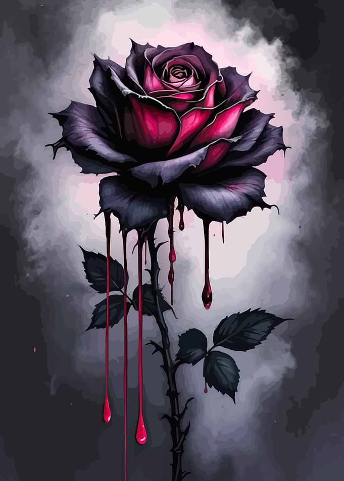 Dark Gothic Rose with Dripping Blood