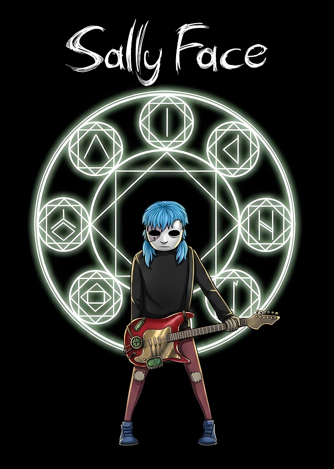 Sally Face Character with Electric Guitar