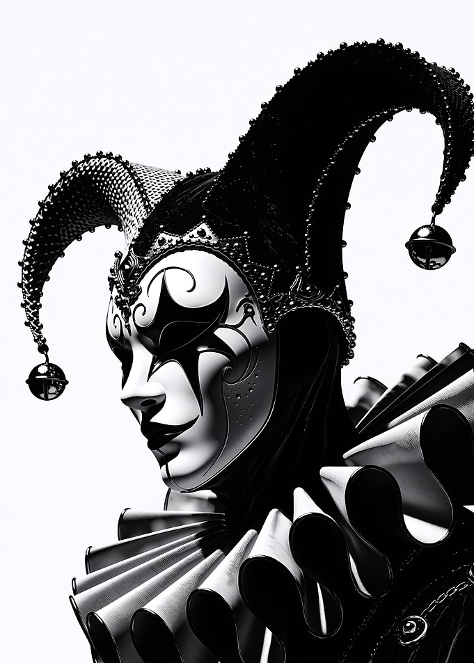 Black and White Venetian Jester Mask