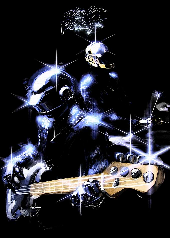 Daft Punk Sparkle Bass Guitar Graphic