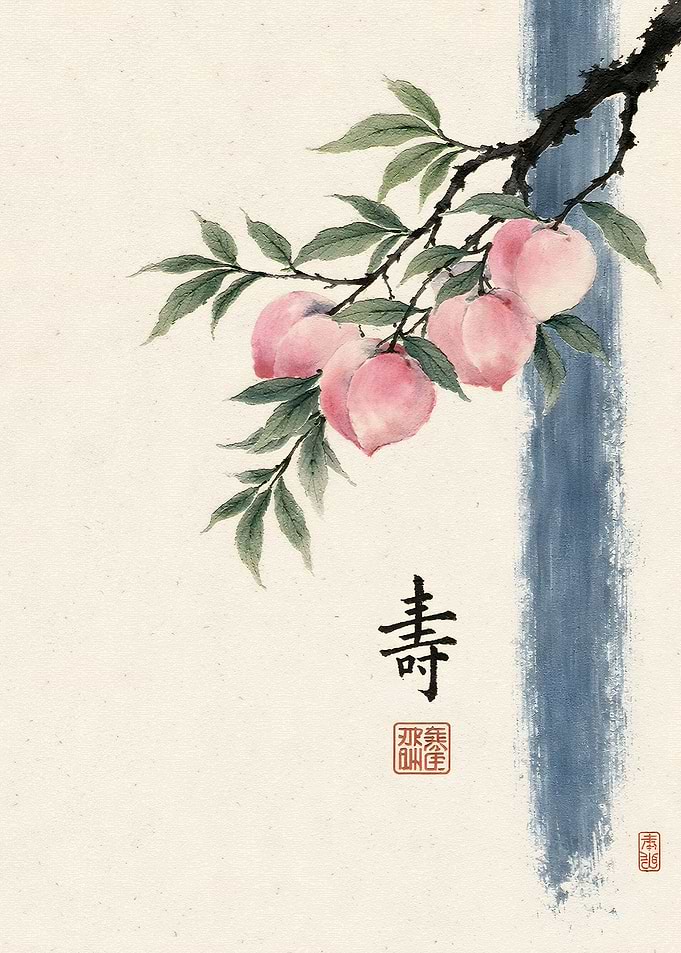 Traditional Chinese Peach Branch Painting