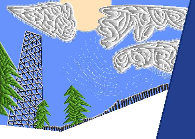 Retro 8-bit landscape digital art