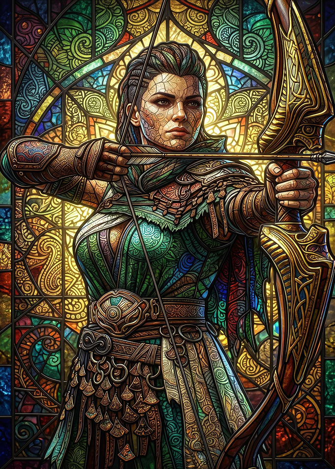Stained Glass Archer Warrior Portrait