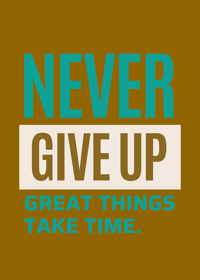 Never Give Up Inspirational Quote Poster