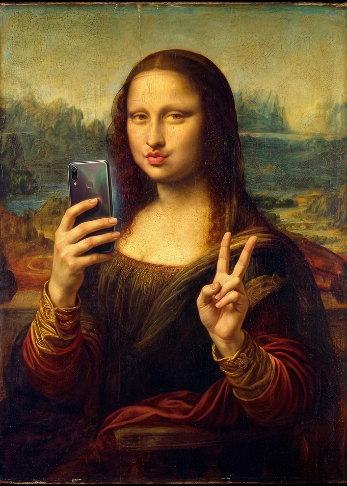 Mona Lisa Taking a Selfie