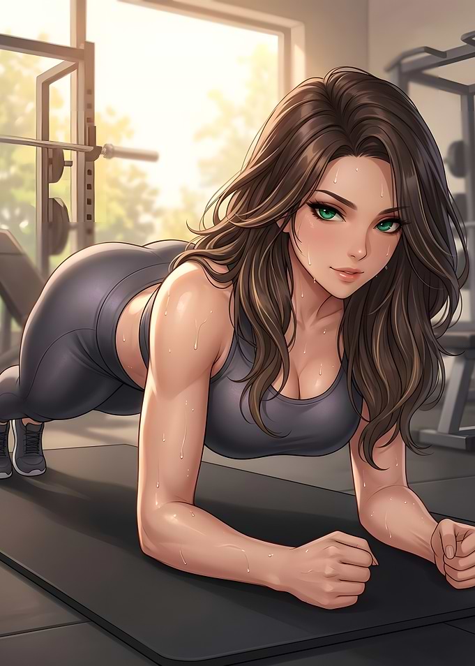 Gym Girl Anime Woman Plank