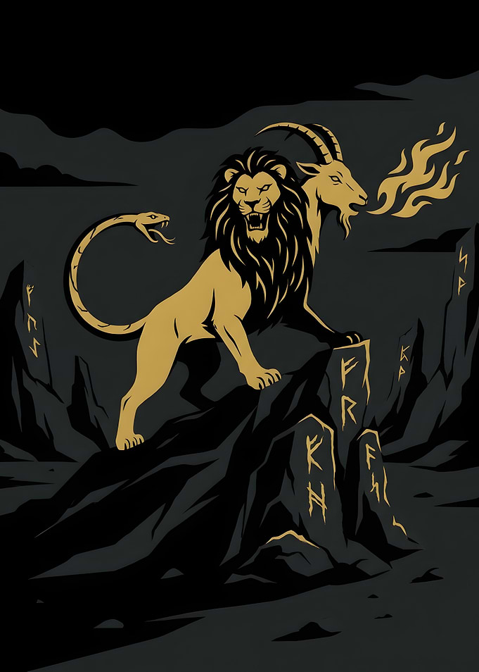 Chimera Mythical Beast Illustration
