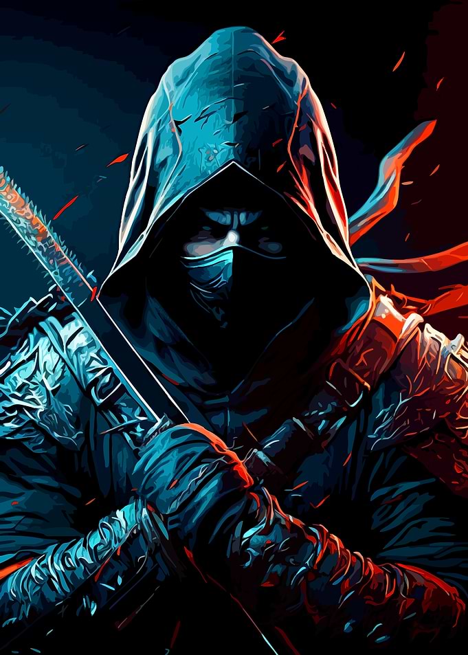 Hooded Ninja Warrior with Katana