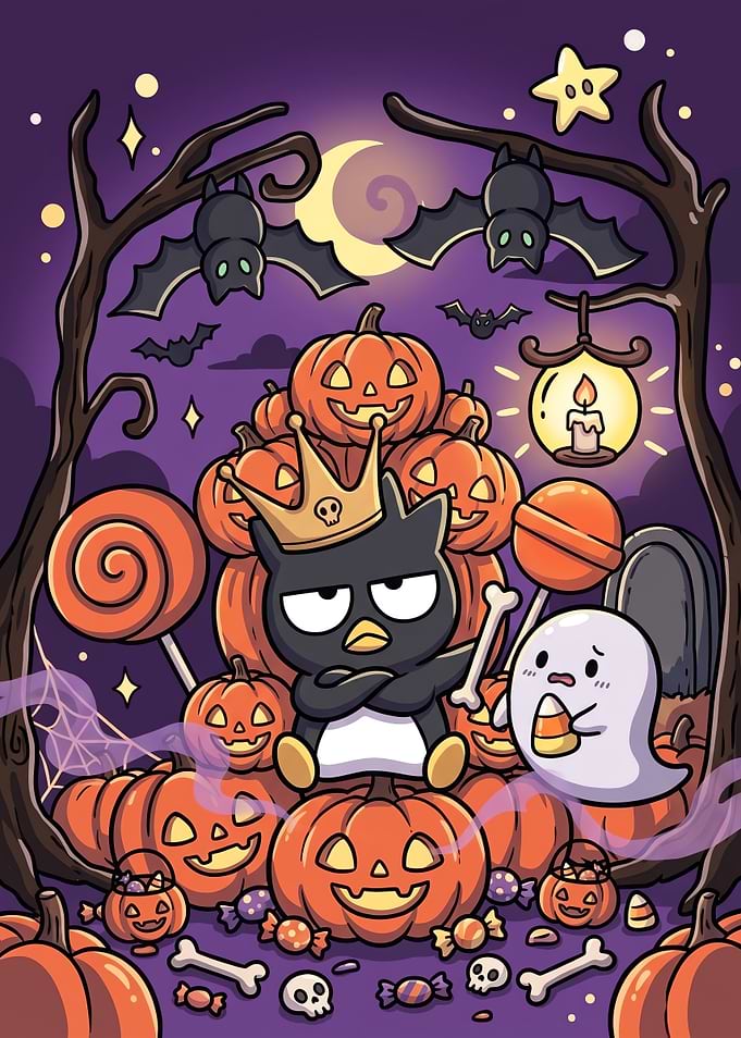 Badtz-Maru Halloween Pumpkin Throne Illustration